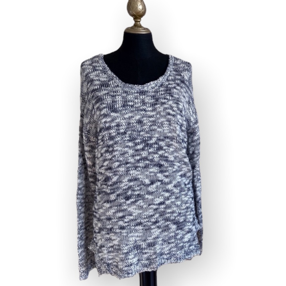 Pink Rose Sweater Oversized Scoop Neck Knit Black White Size Large